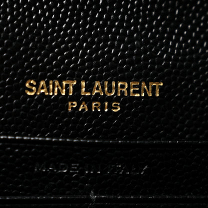 Saint Laurent Grain De Poudre Matelasse Chevron Monogram Envelope Chain Wallet Black 6 of 12