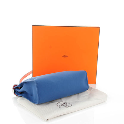Hermes Military Toile Vache Hunter Herbag Zip PM 31 Bleu Agate Rouge H 4 of 12