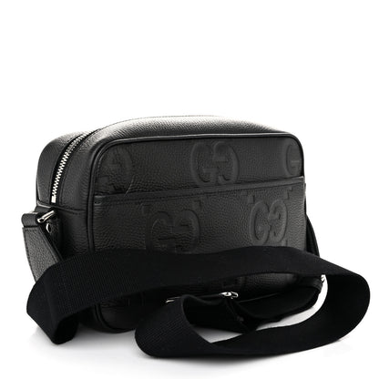 Gucci Piuma Calfskin Jumbo GG Embossed Medium Messenger Bag Black 3 of 9