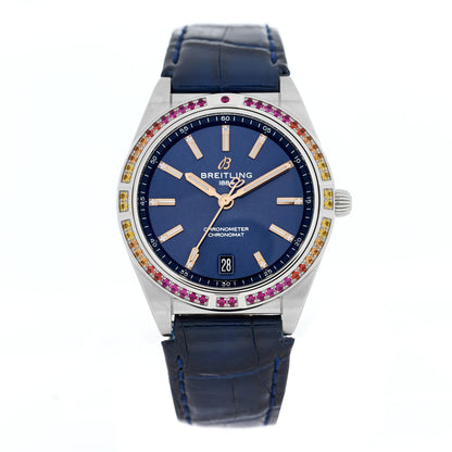 Breitling Stainless Steel Alligator Gemstone 36mm Chronomat South Sea Automatic Watch Blue A10380611C1P1 1 of 4