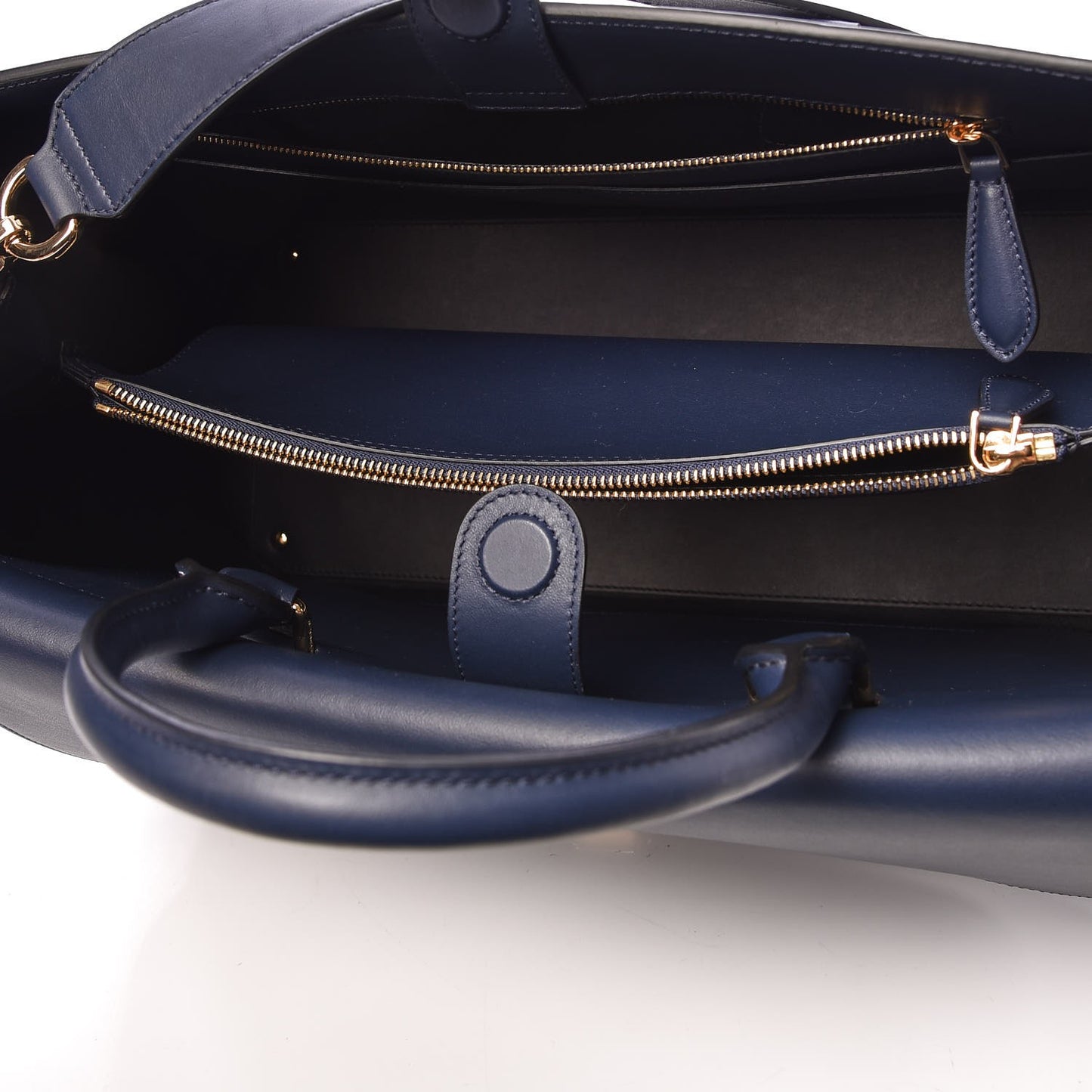 Smooth Bonded Calfskin Large Saddle Tote Blue Carbon