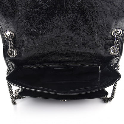 Saint Laurent Crinkled Calfskin Matelasse Monogram Medium Niki Chain Satchel Black 5 of 10