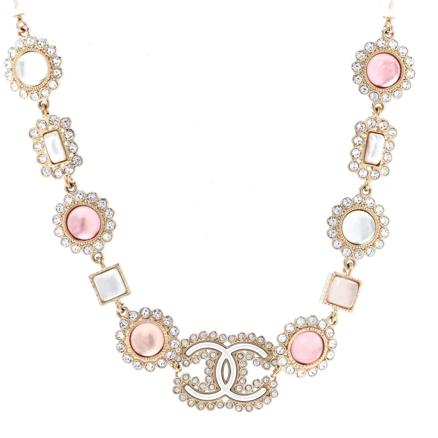 Chanel Crystal Pearl CC Choker Gold Pink Gold 1 of 7