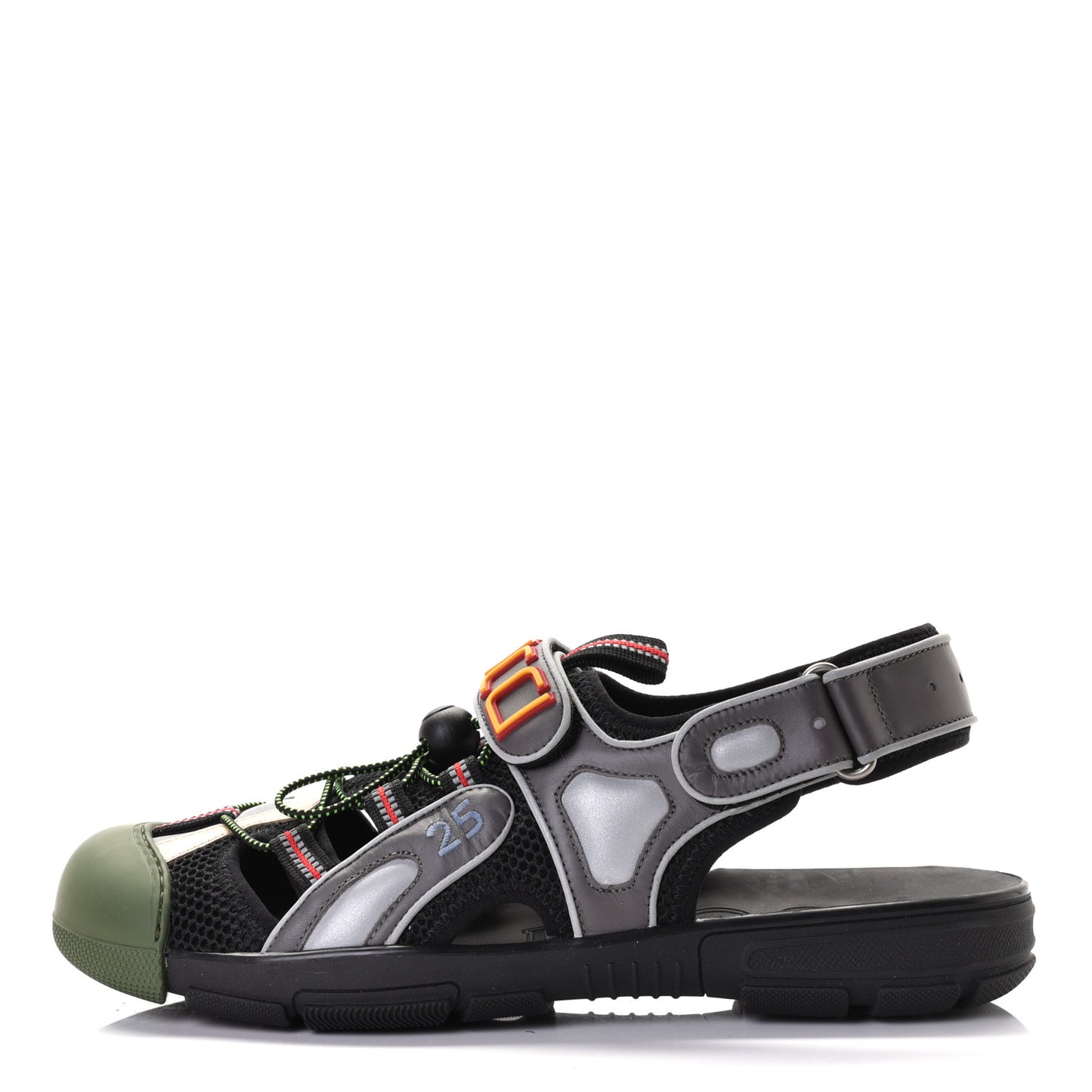 Mesh Fabric Mens Tinsel Sport Sandals 10 Black Silver Green