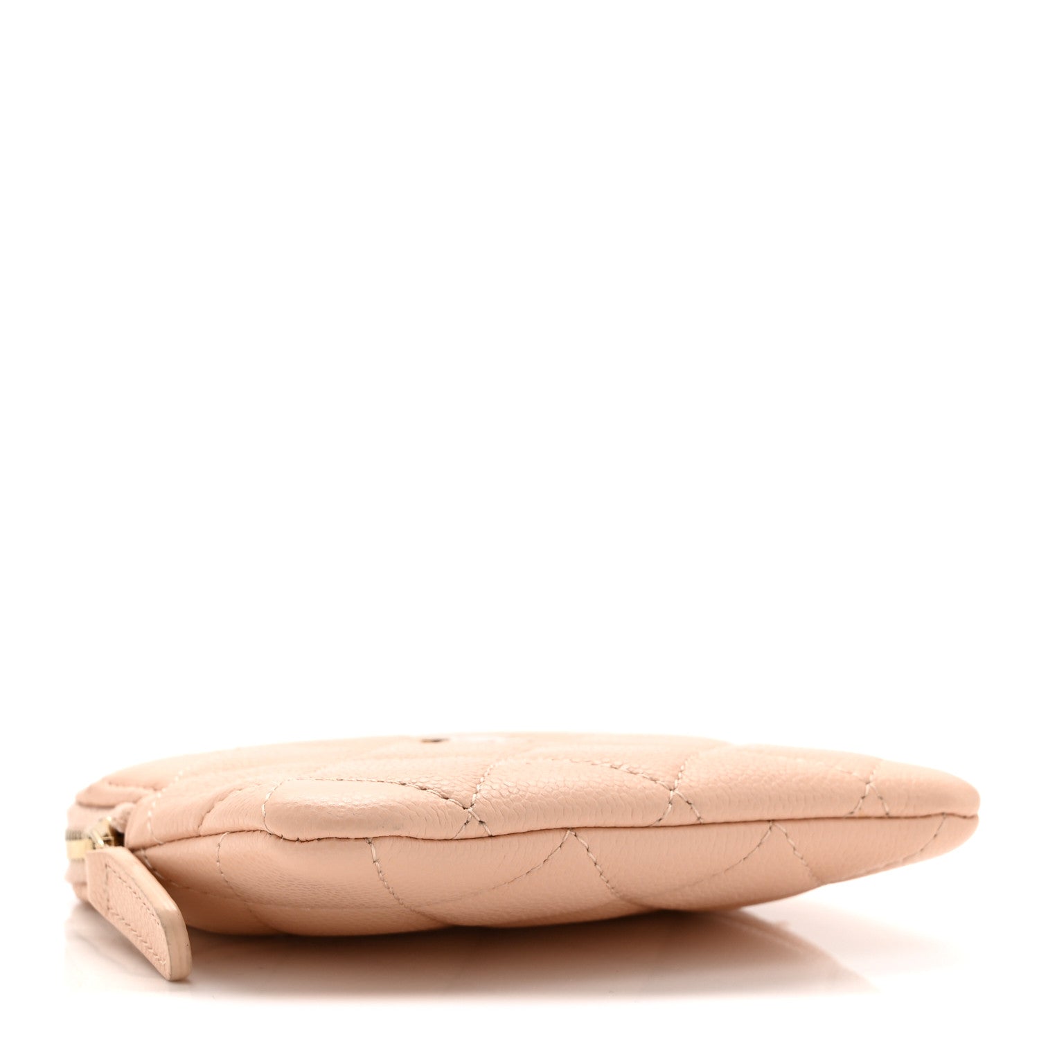 Chanel Caviar Quilted Zip Card Holder Wallet Light Beige 4 of 10