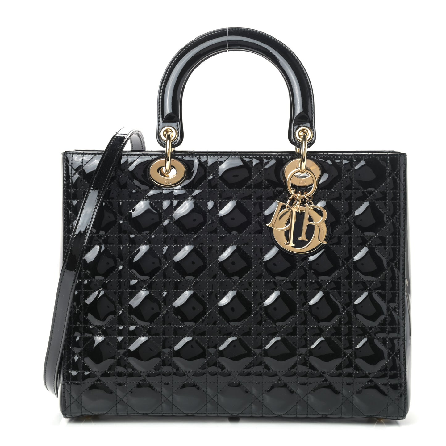 Patent Cannage Large Lady Dior Black
