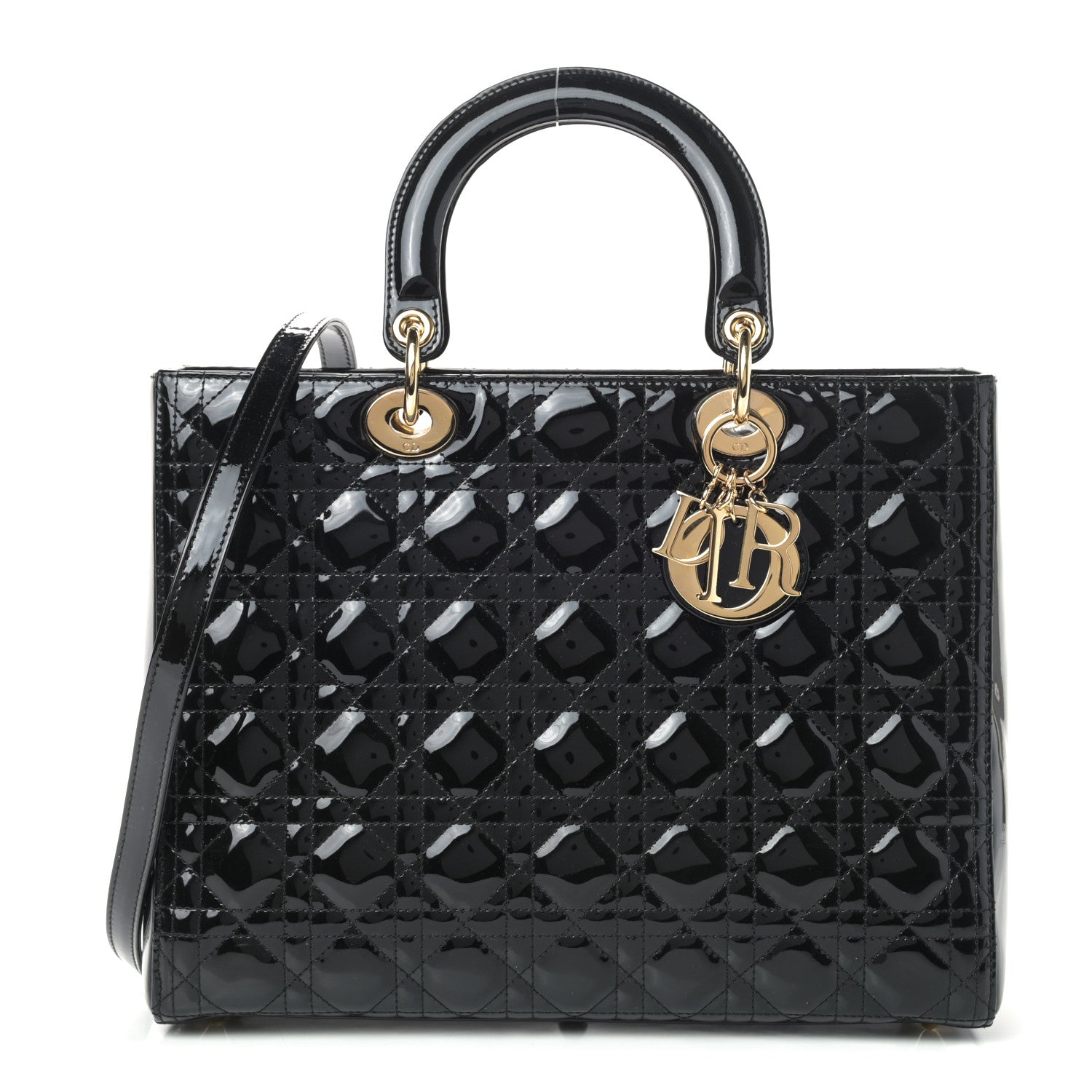 Christian Dior Patent Cannage Large Lady Dior Black 1 of 9