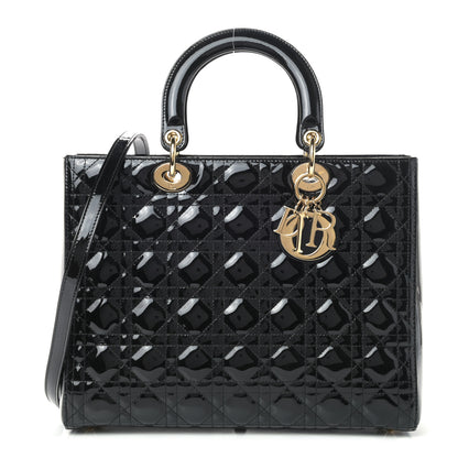 Christian Dior Patent Cannage Large Lady Dior Black 1 of 9