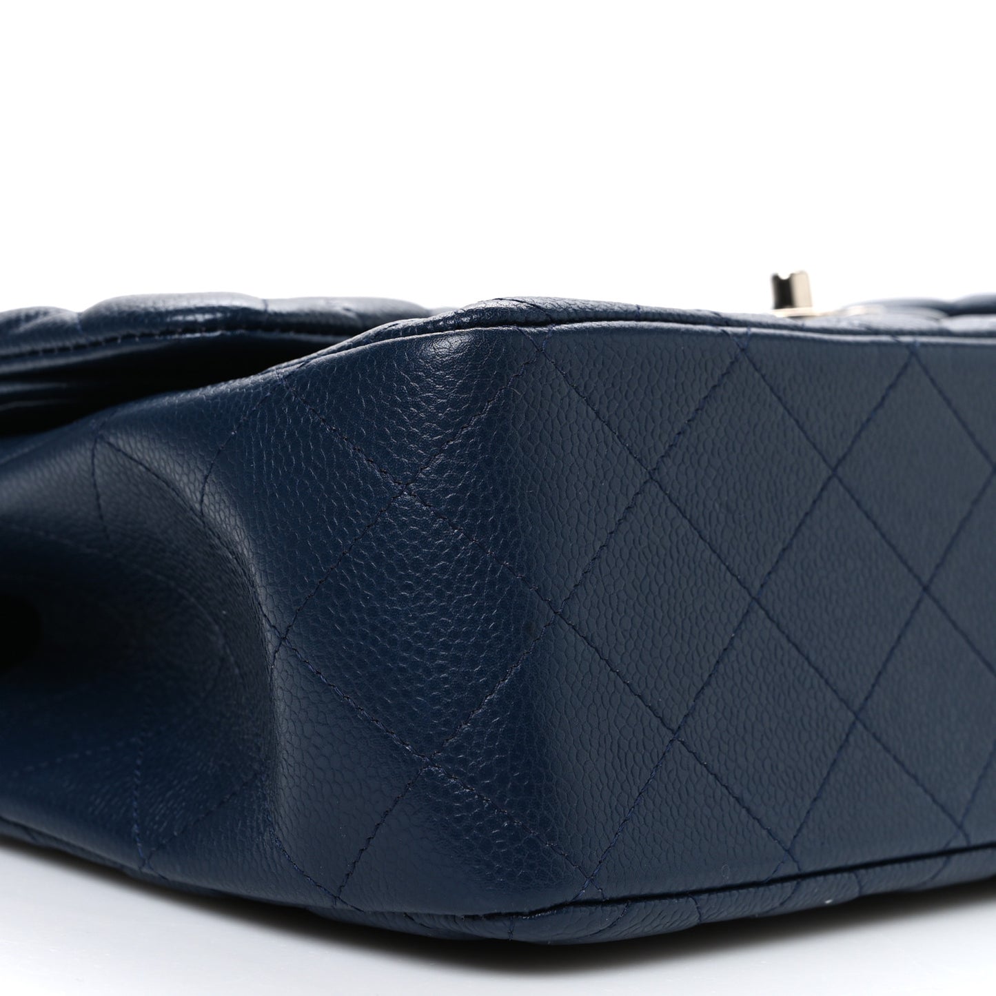 Caviar Quilted Jumbo Double Flap Navy Blue