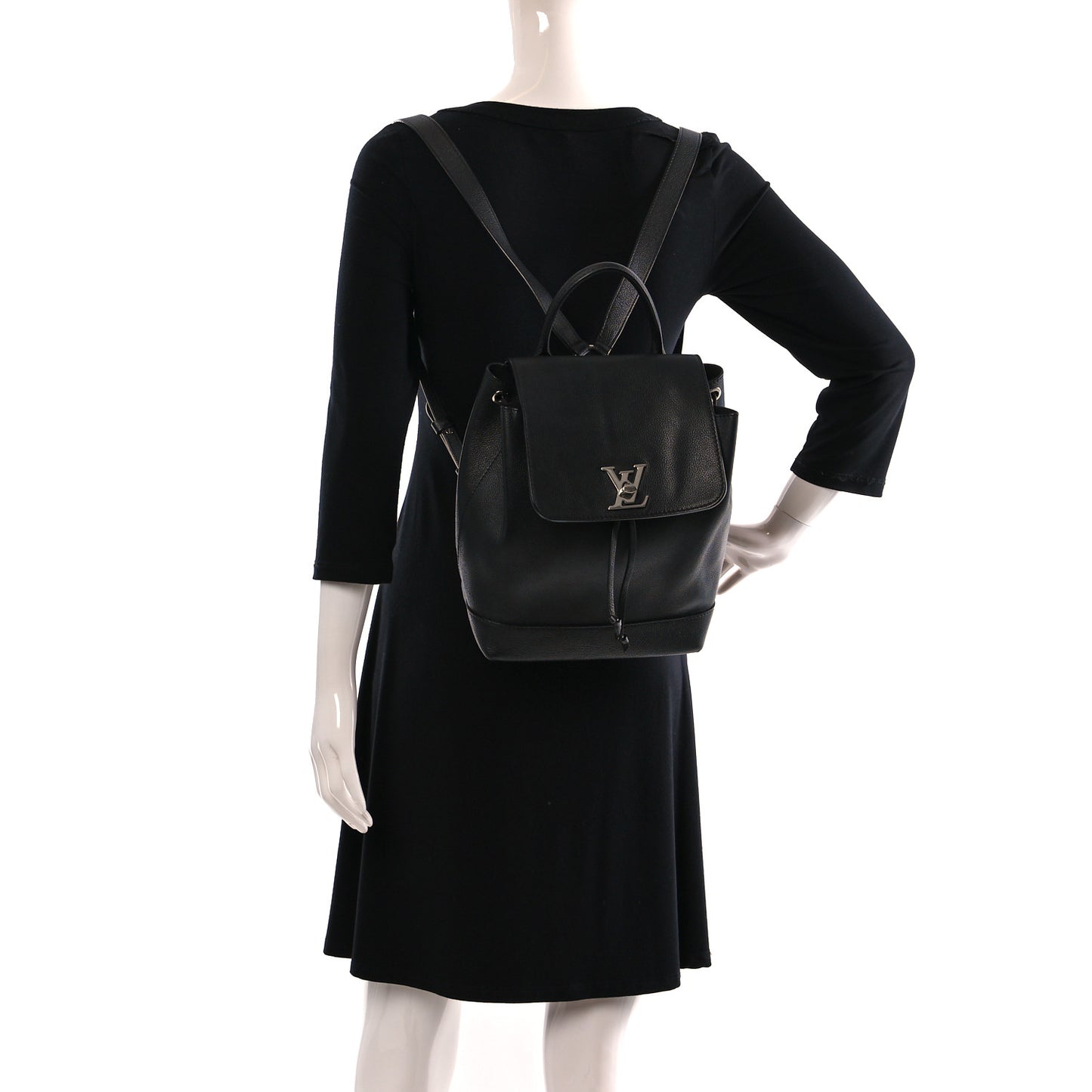 Calfskin Lockme Backpack Black