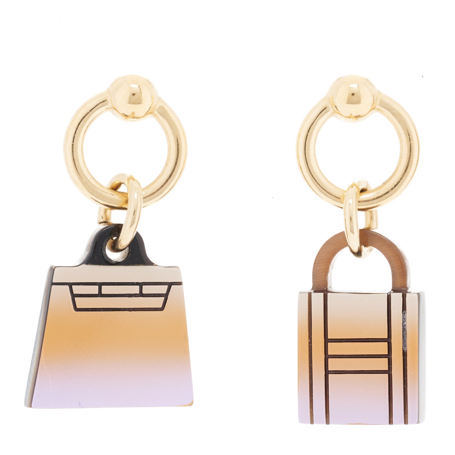 Permabrass Gold Plated Buffalo Horn Fusion Amulette Maroquinier Earrings Lilas