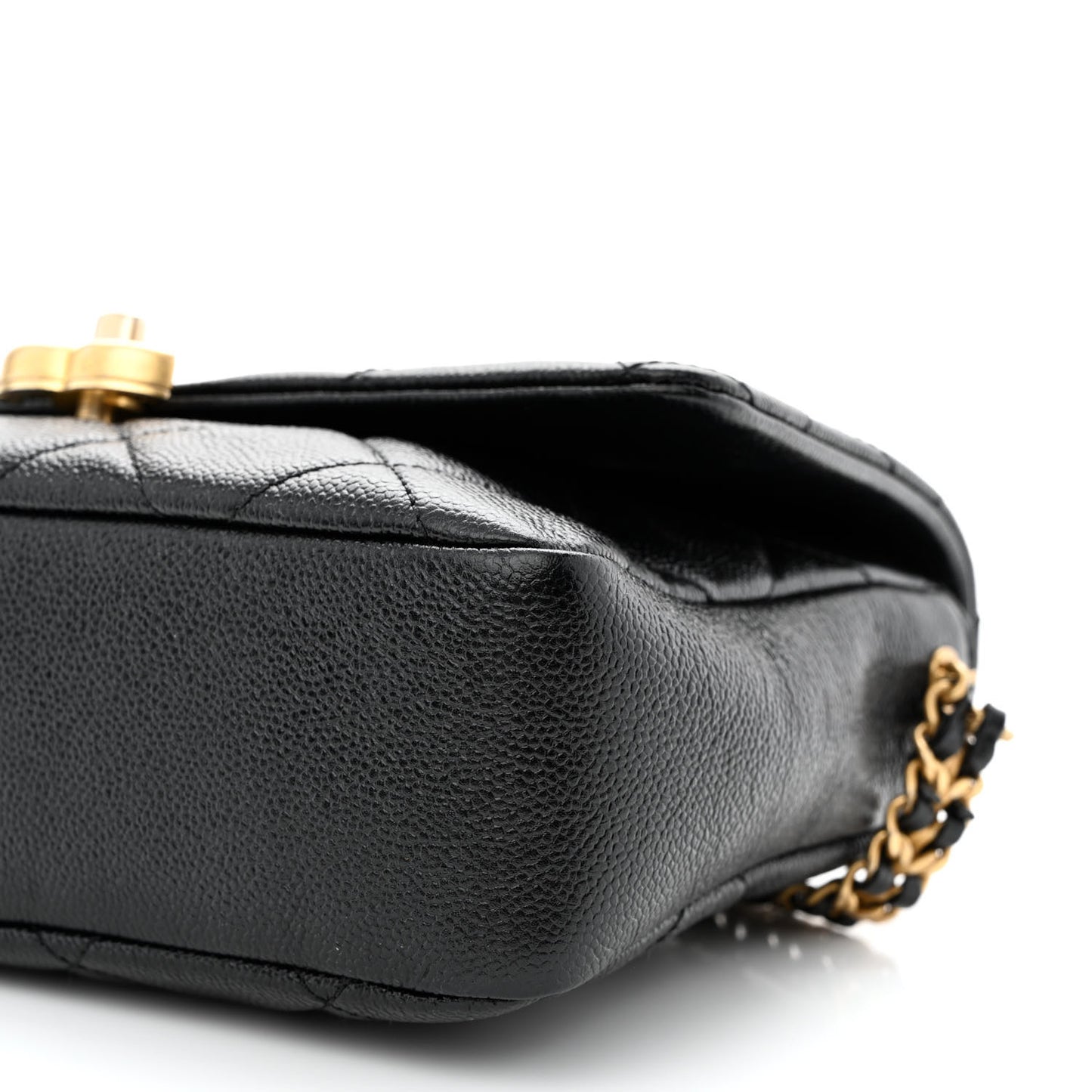Shiny Caviar Quilted Small Chain Melody Flap Black