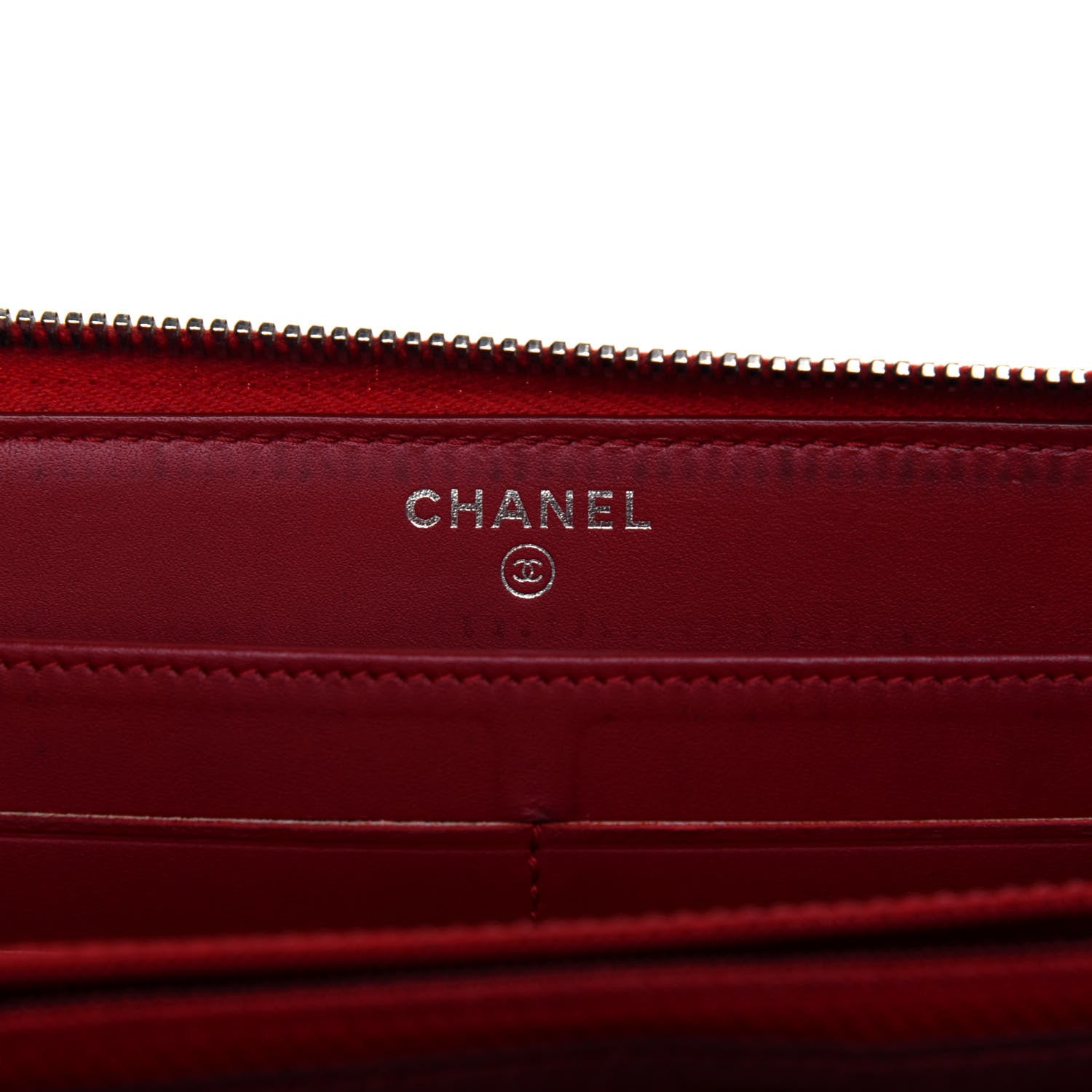 Chanel Patent Quilted Brilliant Zip Around Wallet Red 6 of 12