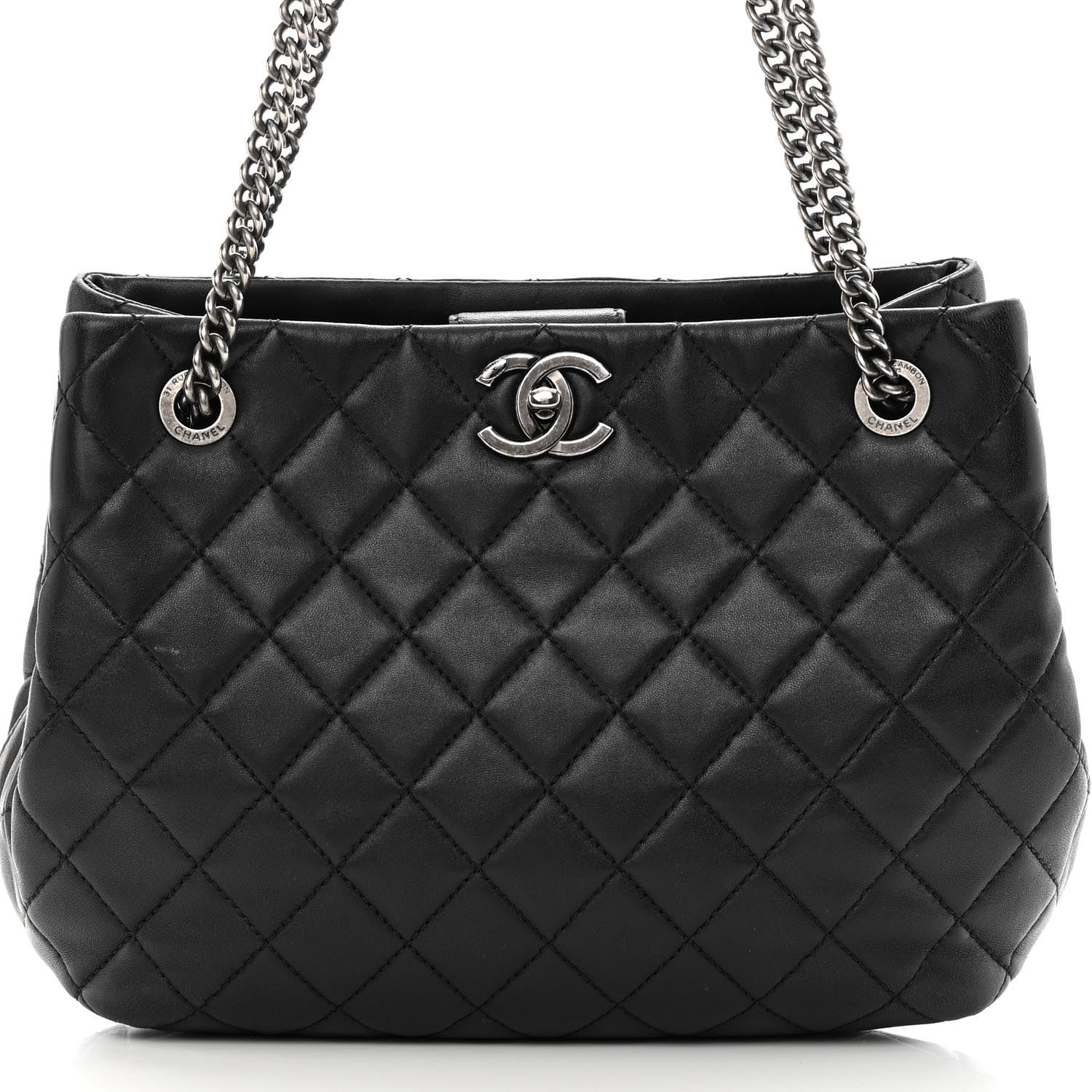 Chanel Lambskin Quilted Accordion Tote Black 8 of 16