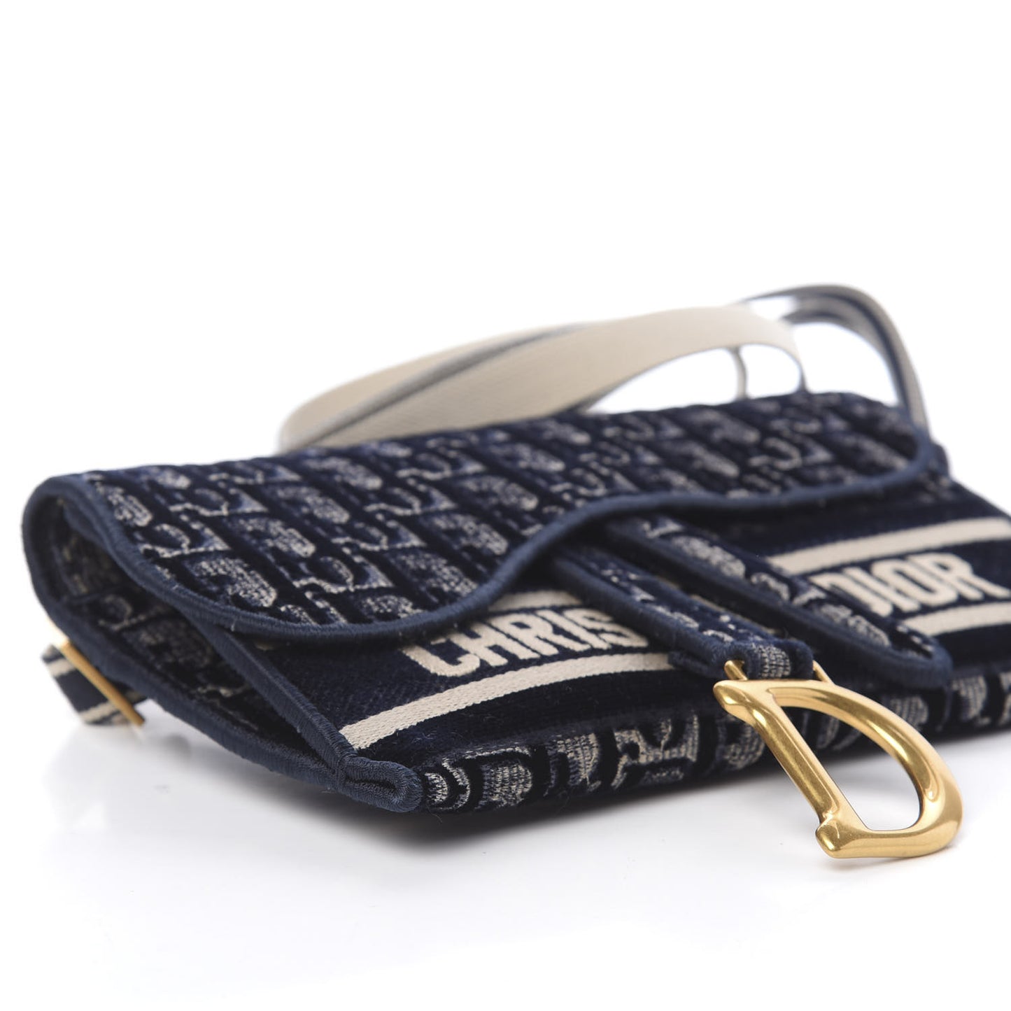 Velvet Oblique Saddle Belt Bag Blue