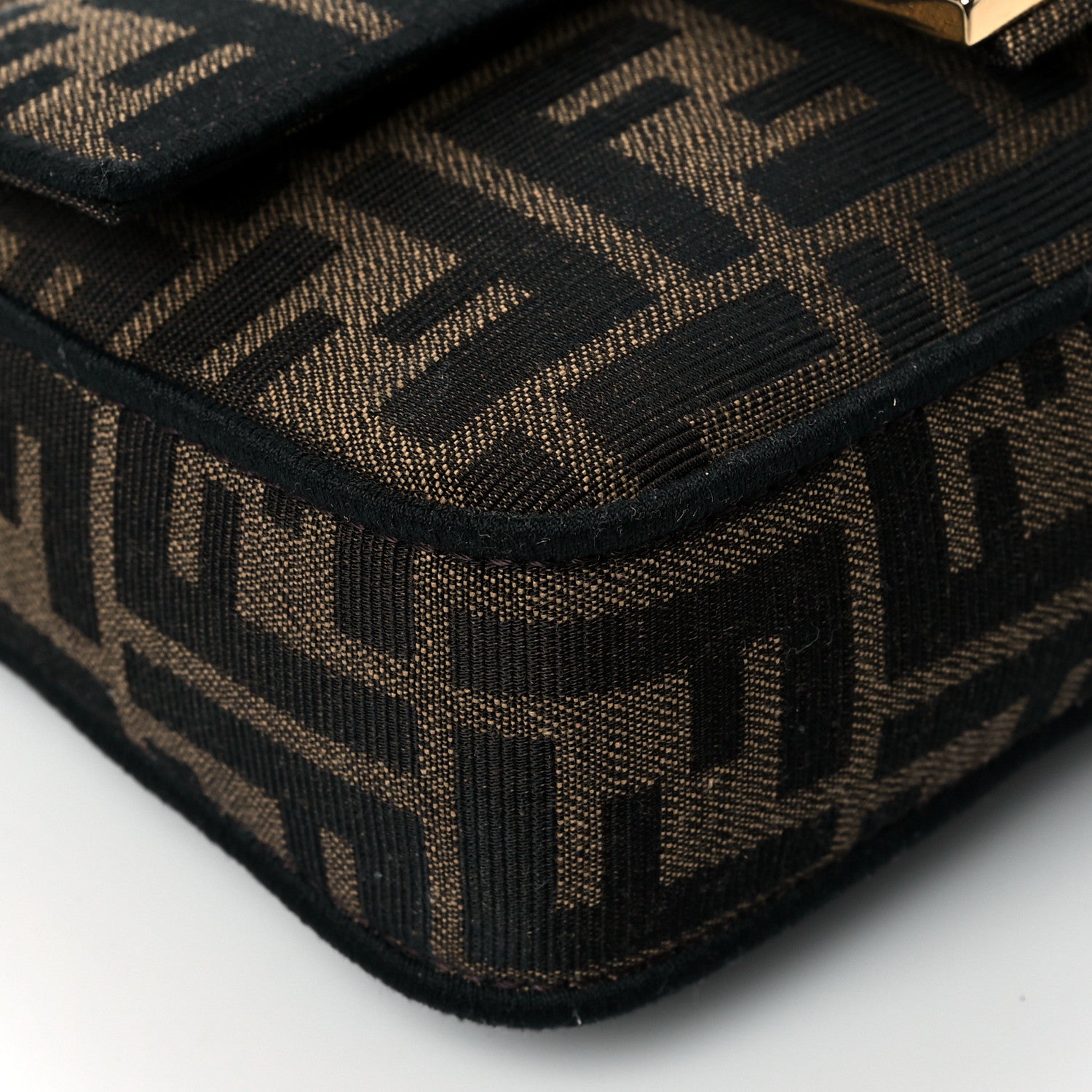 Fendi Fabric Jacquard FF 1974 Mini Baguette Tobacco Moro Black 9 of 10