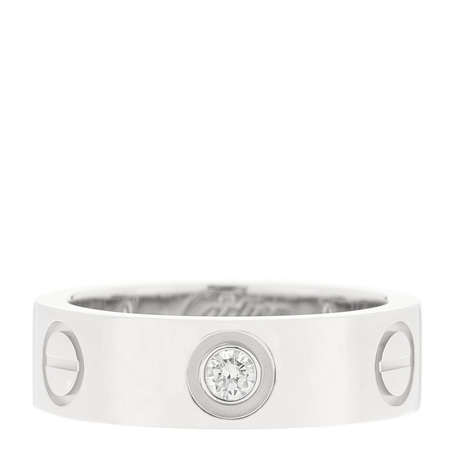 Cartier 18K White Gold 3 Diamond 5.5mm LOVE Ring 49 5 1 of 4