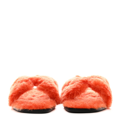 Hermes Woolskin Oran Sandals 38.5 Orange 2 of 7