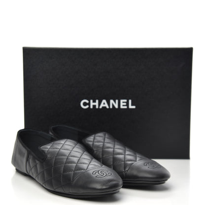 Chanel Lambskin Quilted Cap Toe Slipper With Pouch 41 Black 10 of 10
