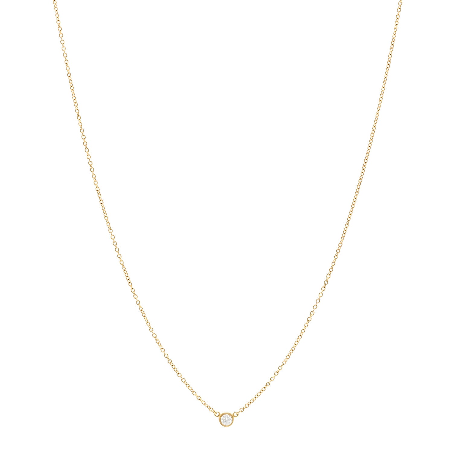 Tiffany 18K Yellow Gold Diamond .10ct Elsa Peretti Diamonds by the Yard Pendant Necklace 1 of 4
