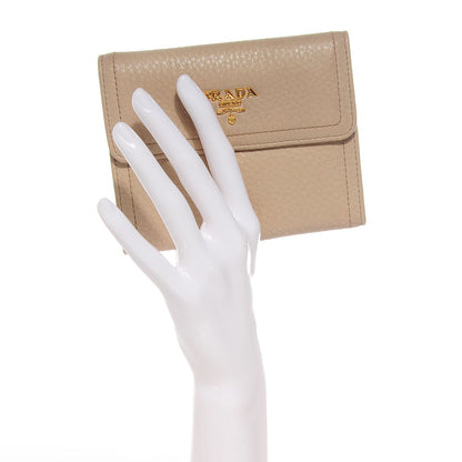Prada Vitello Daino Compact Wallet Sabbia 3 of 10