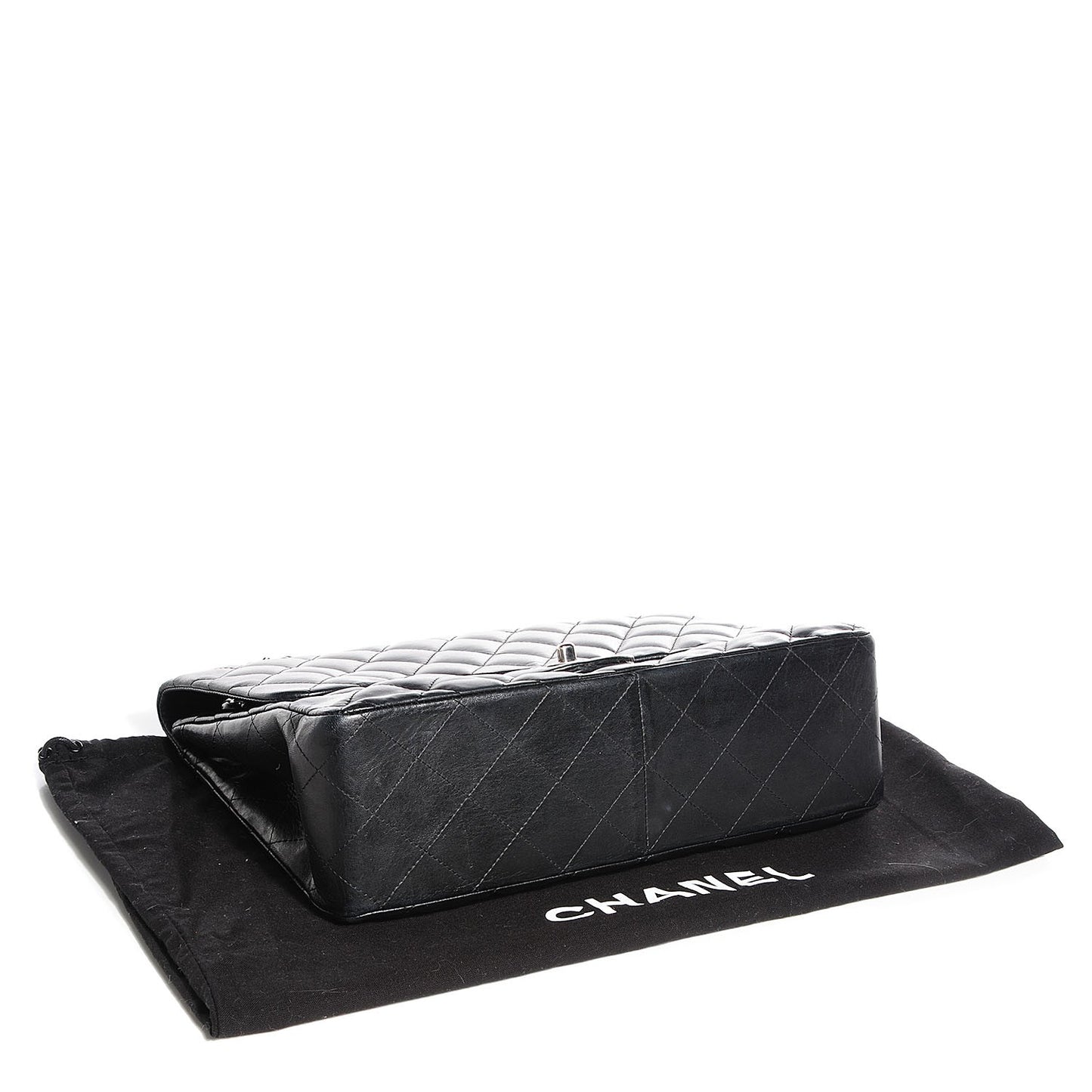 Lambskin Quilted Jumbo Single Flap Black