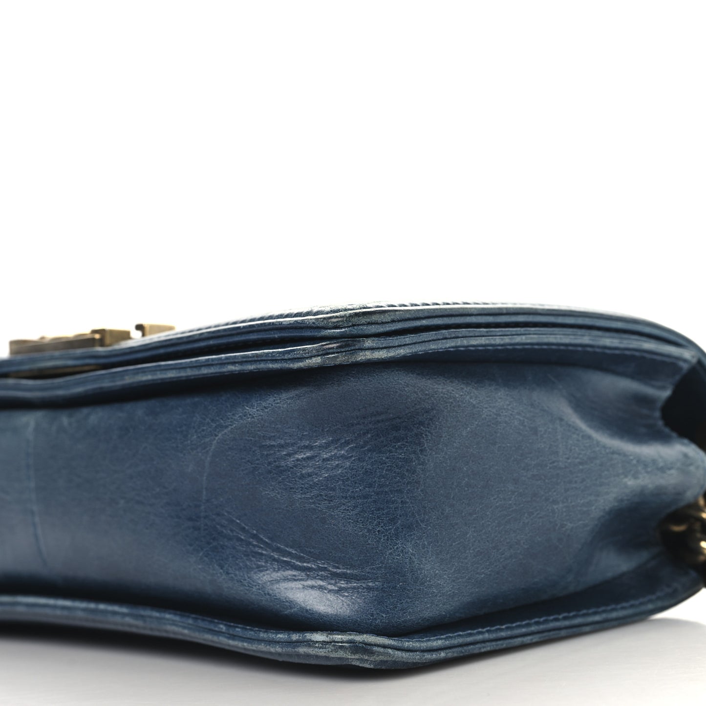 Aged Calfskin Quilted Medium Boy Flap Blue