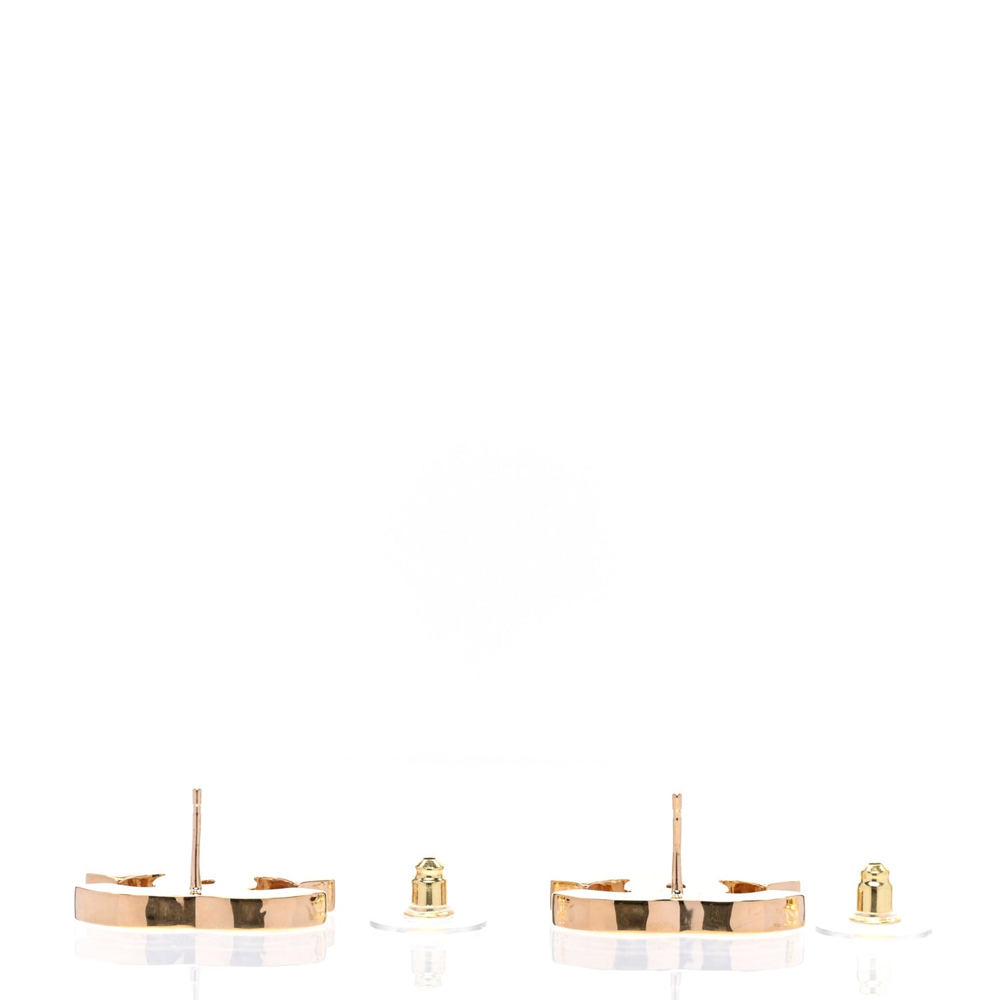 Metal Enamel CC Earrings Gold Brown