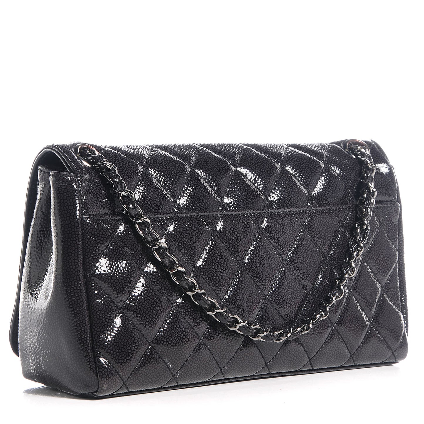 Glazed Caviar Diamond Shine Medium Flap Black