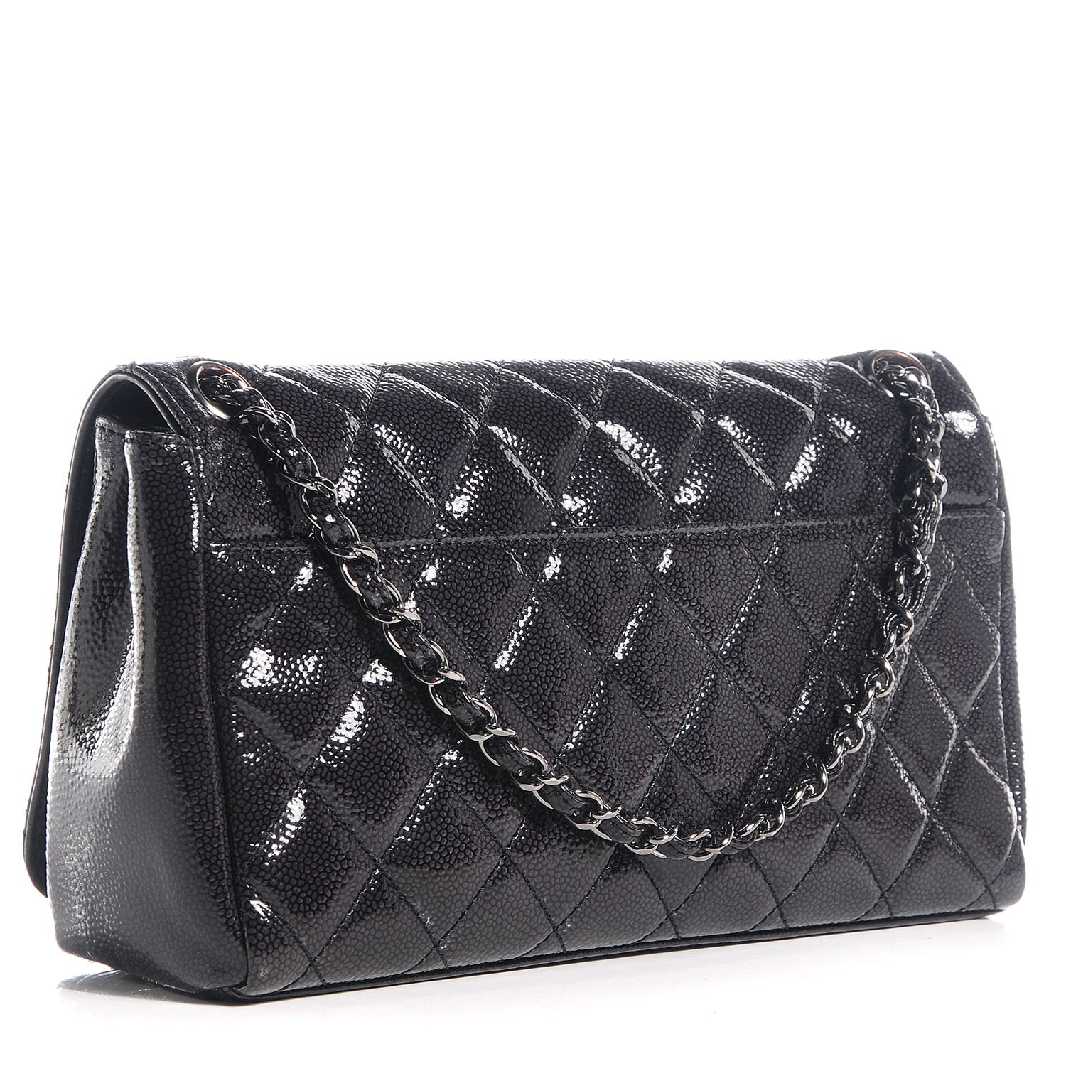 Chanel Glazed Caviar Diamond Shine Medium Flap Black 3 of 8