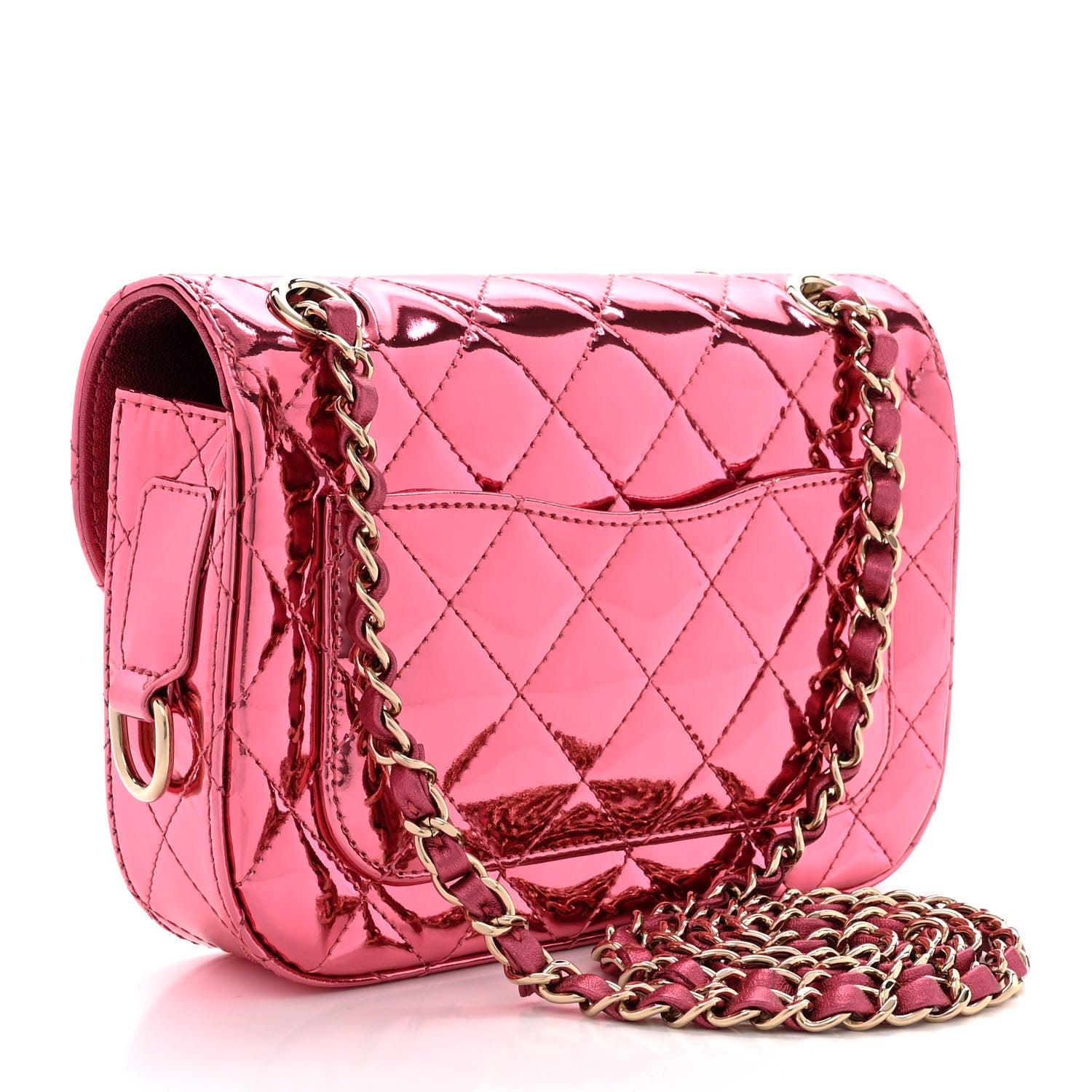 Chanel Mirror Calfskin Metallic Lambskin Quilted Hollywood Boulevard Mini Flap With Star Coin Purse Pink 4 of 13