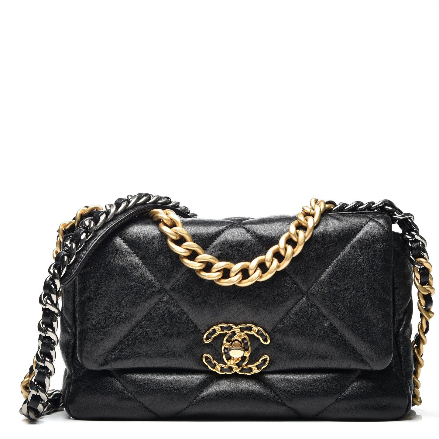 Goatskin Quilted Medium 19 Flap Black
