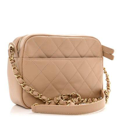 Chanel Calfskin Quilted Enchained Camera Case Bag Beige 3 of 8