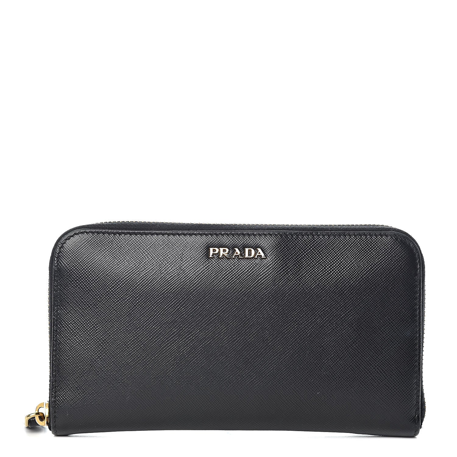 Prada Saffiano Colour Zip Around Wallet Black Peonia 1 of 11