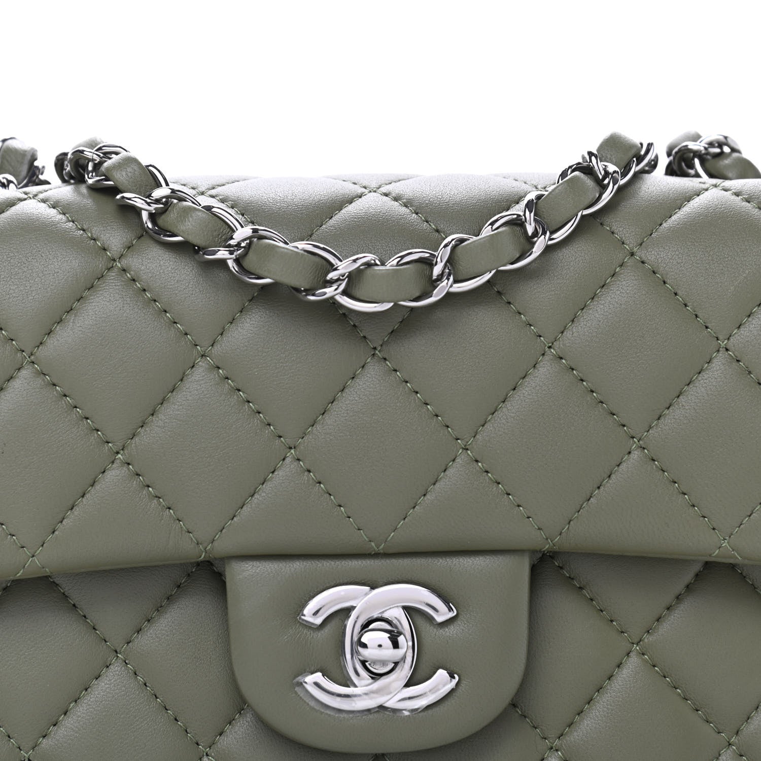 Chanel Lambskin Quilted Mini Rectangular Flap Green 7 of 9