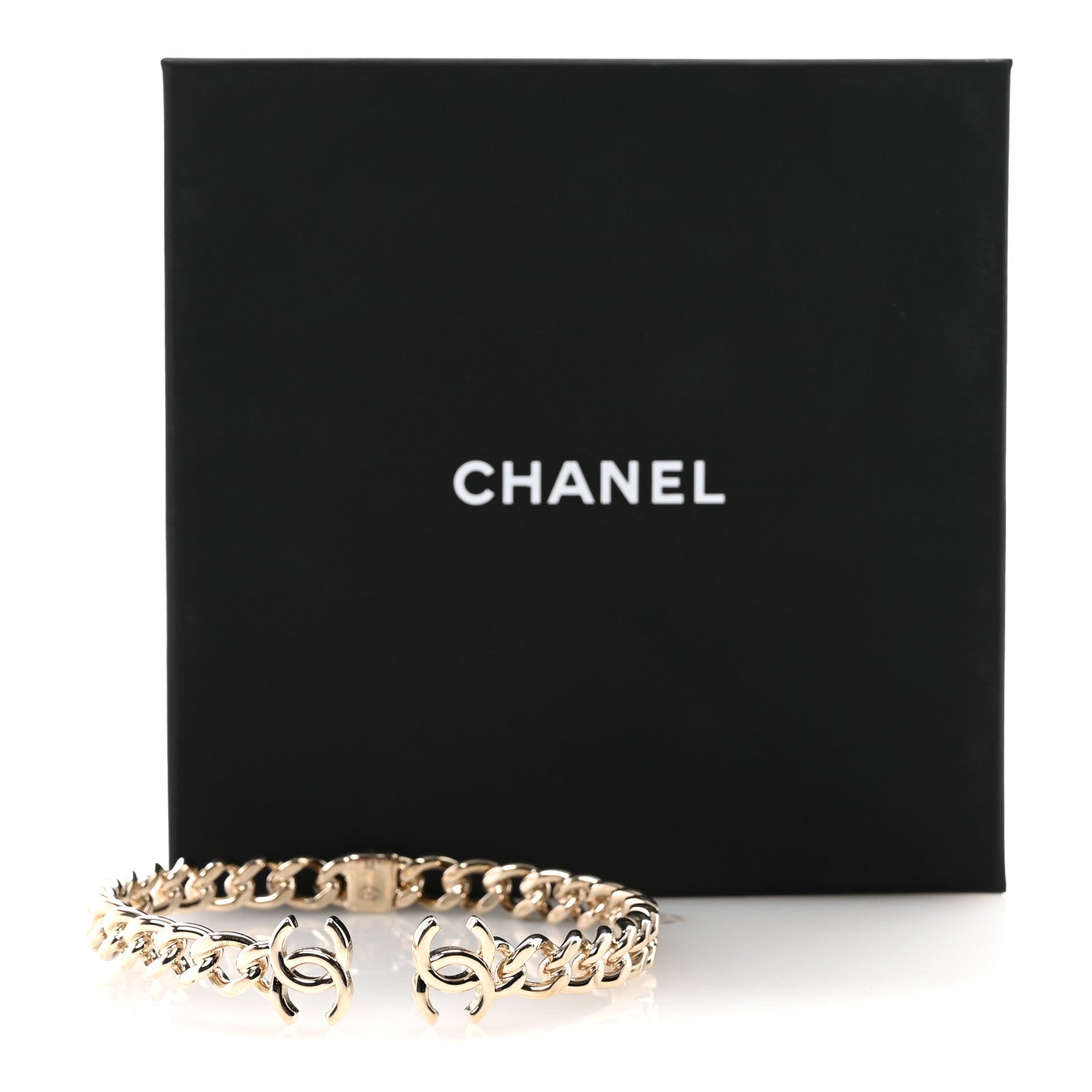 Chanel Metal CC Chain Link Choker Necklace M Gold 5 of 5