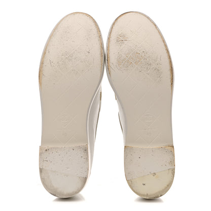 Chanel Shiny Lambskin Quilted CC Turnlock Loafers 40 White 6 of 13