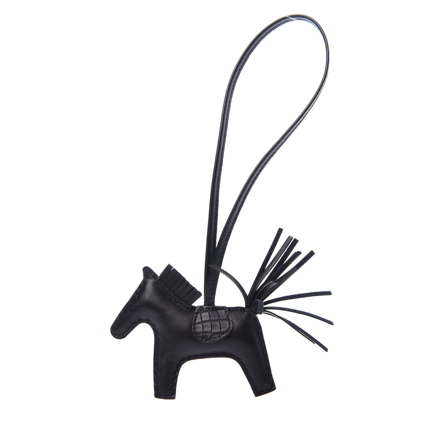Milo Lambskin Matte Alligator Touch Grigri Rodeo Horse Bag Charm PM So Black