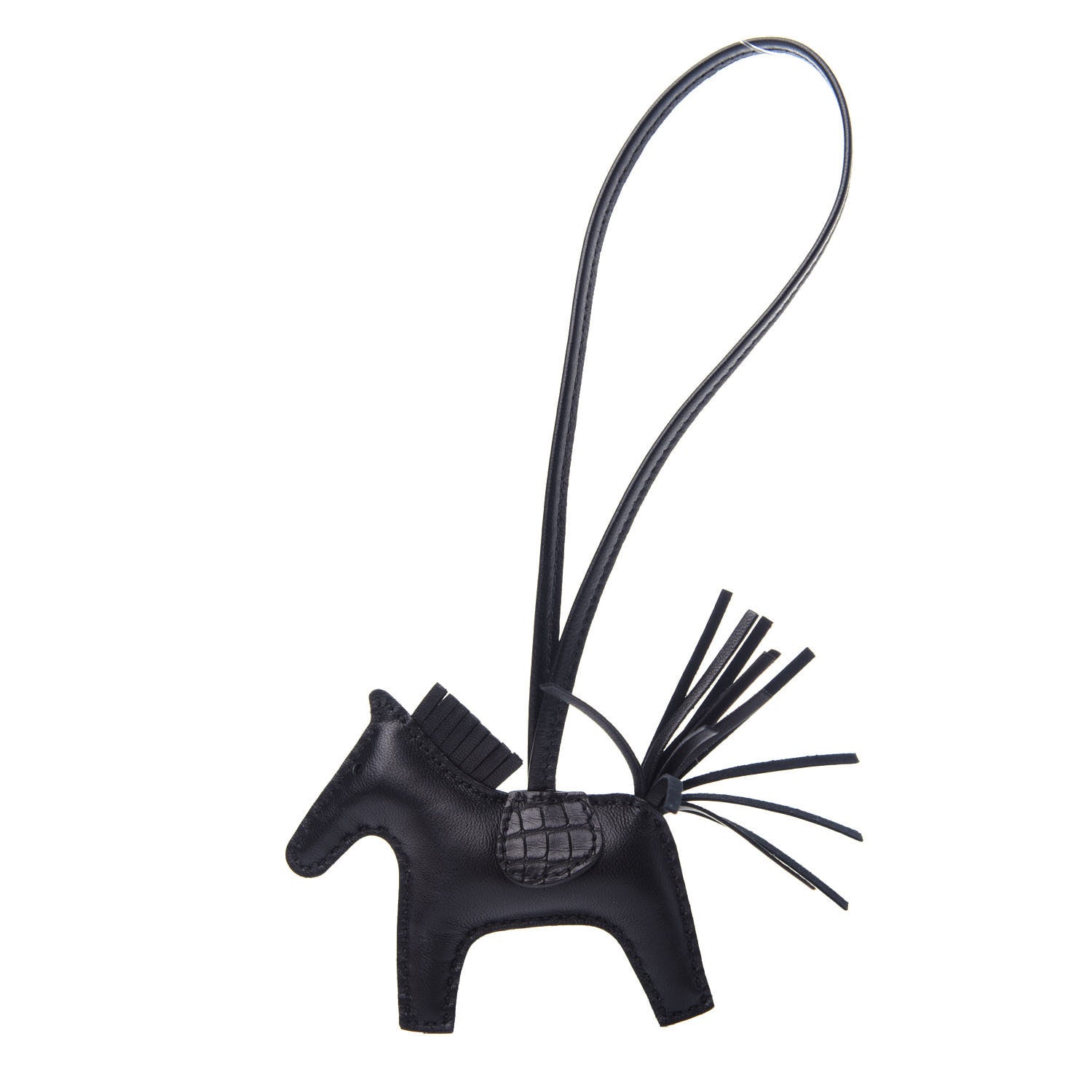 Hermes Milo Lambskin Matte Alligator Touch Grigri Rodeo Horse Bag Charm PM So Black 1 of 4