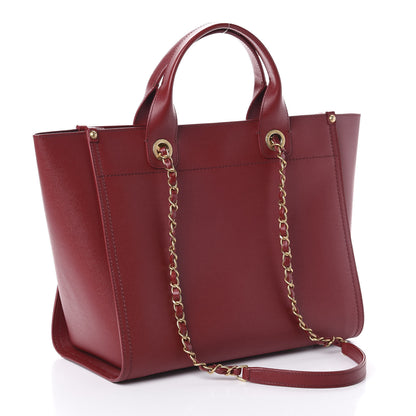 Chanel Caviar Small Studded Deauville Tote Red 3 of 9