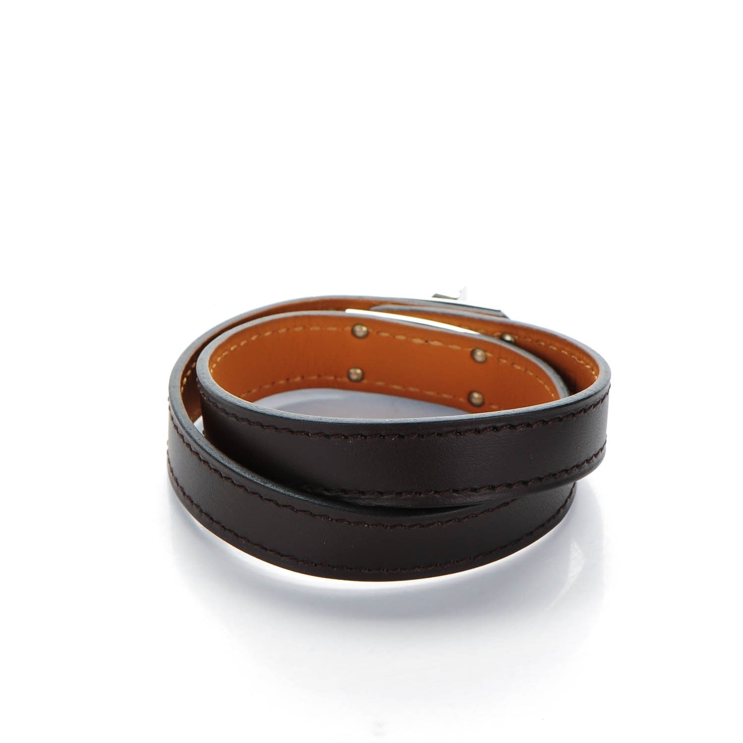 Hermes Chamonix Kelly Double Tour Bracelet M Chocolate 3 of 7