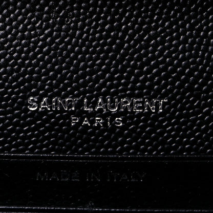 Saint Laurent Grain De Poudre Matelasse Chevron Monogram Chain Wallet Black 6 of 9