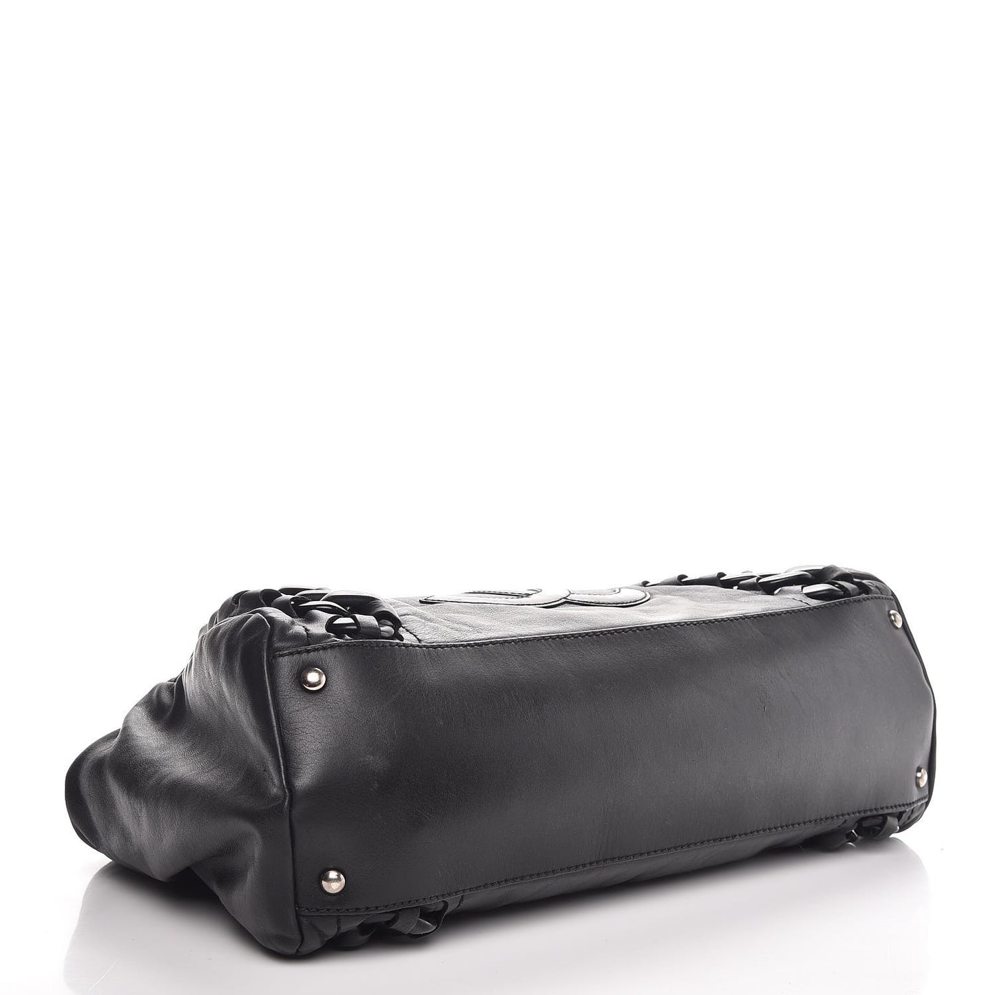 Calfskin Modern Chain Rhodoid East West Tote Black