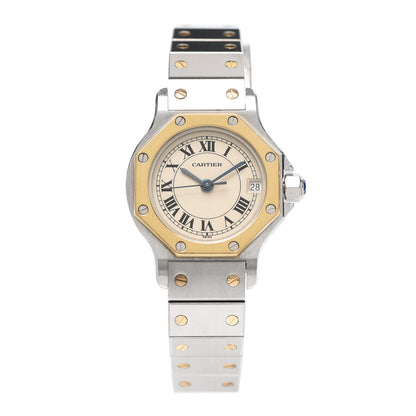 Cartier Stainless Steel 18K Yellow Gold 25mm Santos Octagon Quartz Watch 1 of 5