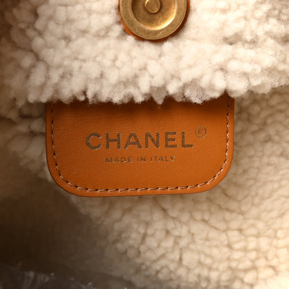 Chanel Suede Shearling Quilted Small Chanel 22 Brown White 7 of 11