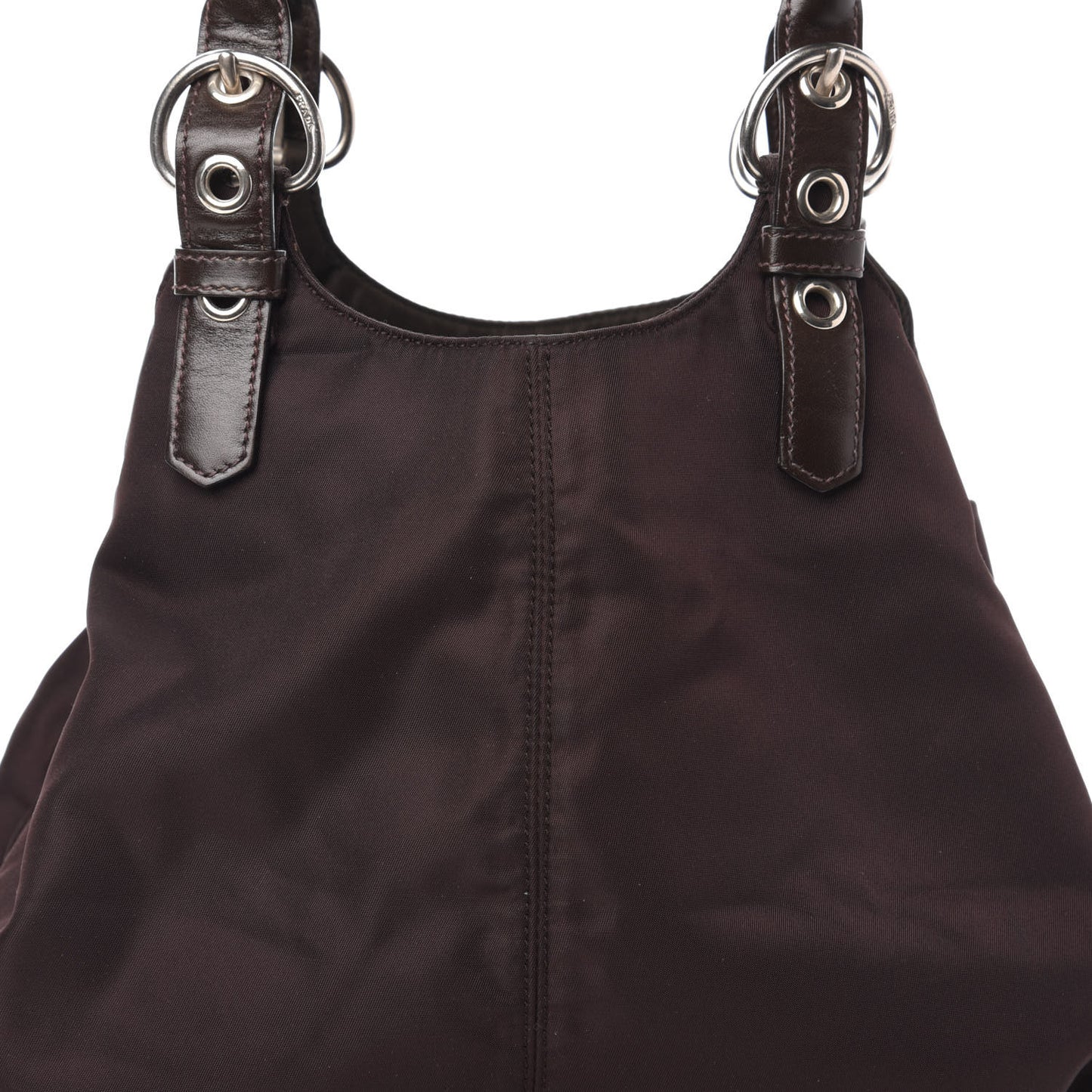 Tessuto Nylon Calfskin Shoulder Bag Moro