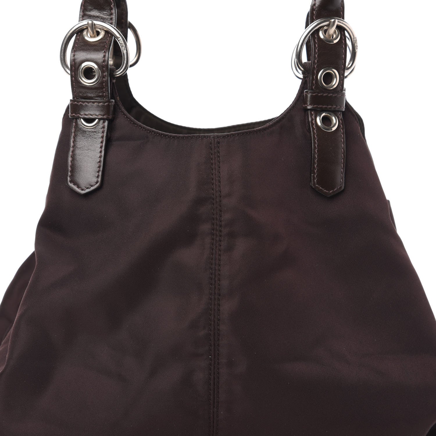 Prada Tessuto Nylon Calfskin Shoulder Bag Moro 10 of 10