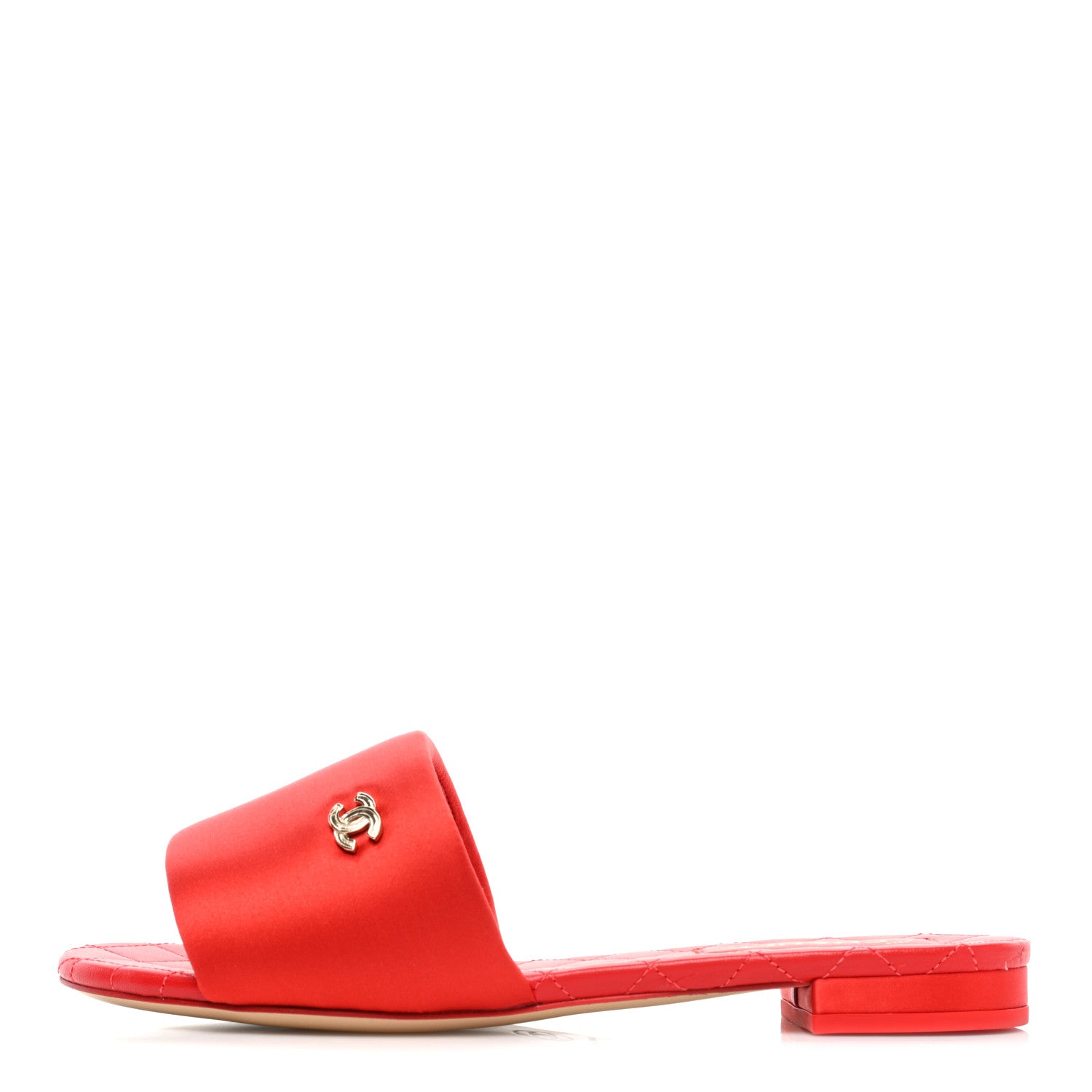 Chanel Satin Mule Sandals 38 Red 1 of 9