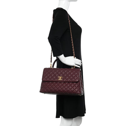 Chanel Caviar Lizard Quilted Medium Coco Handle Flap Burgundy 2 of 11