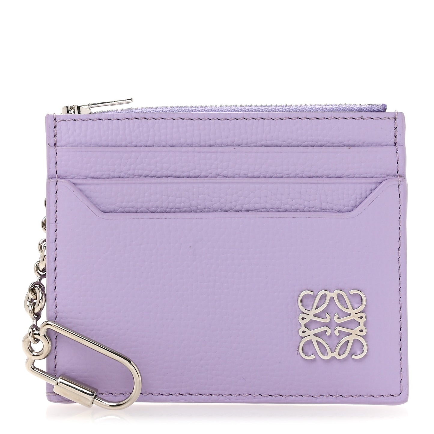 Pebble Grain Calfskin Anagram Square Zip Cardholder Dirty Mauve